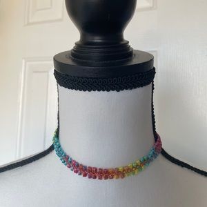 Handmade rainbow pride ribbon chokers